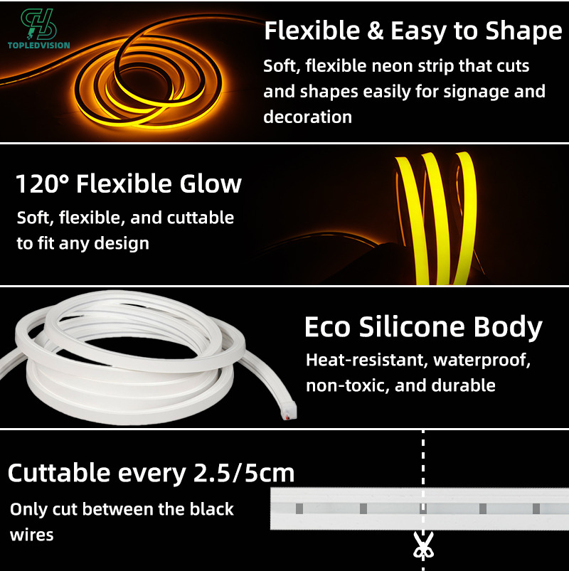 10x10mm LED Neon Strip – Flexible Silicone Neon Flex Light